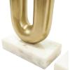 image:imageDeco 79 Aluminum Metal Geometric Decorative Candle Holder UShaped Candle Stand with White Marble Bases Set of 2 Candlestick Holder 9 11 H GoldGold