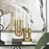image:imageDeco 79 Aluminum Metal Geometric Decorative Candle Holder UShaped Candle Stand with White Marble Bases Set of 2 Candlestick Holder 9 11 H GoldGold