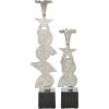 image:imageDeco 79 Aluminum Metal Shell Decorative Candle Holder Candle Stand with Black Marble Bases Set of 2 Candlestick Holder 20 14 H SilverSilver