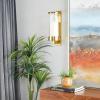 image:imageDeco 79 Aluminum Metal Single Candle Wall Sconce 5 x 7 x 16 GrayGold