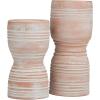 image:imageDeco 79 Ceramic Decorative Candle Holder Whitewashed Ribbed Terracotta Candle Stand Set of 2 Candlestick Holder 11 9 H PinkPink