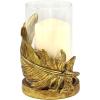 image:imageDeco 79 Glass Bird Feather Pillar Candle Holder 5 x 5 x 8 Gold