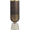 image:imageDeco 79 Glass Colorblock Candle Holder with Gold Accents and Textured Silver Base 6 x 6 x 20 BronzeBronze