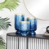 image:imageDeco 79 Glass Pillar Hurricane Lamp with Gold Interior Set of 3 12 10 12H Blue