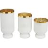image:imageDeco 79 Glass Room Hurricane Lamp Pillar Hurricane Candle Holders with Gold Interior Set of 3 Table Centerpiece Lamps 12 10 8H WhiteWhite