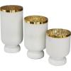 image:imageDeco 79 Glass Room Hurricane Lamp Pillar Hurricane Candle Holders with Gold Interior Set of 3 Table Centerpiece Lamps 12 10 8H WhiteWhite