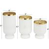 image:imageDeco 79 Glass Room Hurricane Lamp Pillar Hurricane Candle Holders with Gold Interior Set of 3 Table Centerpiece Lamps 12 10 8H WhiteWhite