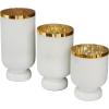 image:imageDeco 79 Glass Room Hurricane Lamp Pillar Hurricane Candle Holders with Gold Interior Set of 3 Table Centerpiece Lamps 12 10 8H WhiteWhite