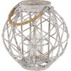 image:imageDeco 79 Large Round Woven Rattan White Lantern with Burlap Jute Rope Handle and Glass Insert 15 x 15
