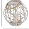 image:imageDeco 79 Large Round Woven Rattan White Lantern with Burlap Jute Rope Handle and Glass Insert 15 x 15