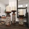 image:imageDeco 79 Mango Wood Handmade Decorative Candle Holder Candle Stand Set of 3 Candlestick Holder 10 8 6H Brown