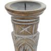 image:imageDeco 79 Mango Wood Tribal Candle Holder Set of 3 18 15 12H Light Brown