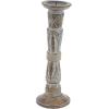 image:imageDeco 79 Mango Wood Tribal Candle Holder Set of 3 18 15 12H Light Brown