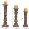 image:imageDeco 79 Mango Wood Tribal Candle Holder Set of 3 18 15 12H Light Brown