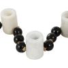 image:imageDeco 79 Marble Decorative Candle Holder Garland Candle Stand with Brown Tassel and Black Beads Candlestick Holder 42 x 2 x 2 White
