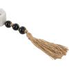 image:imageDeco 79 Marble Decorative Candle Holder Garland Candle Stand with Brown Tassel and Black Beads Candlestick Holder 50 x 2 x 2 White