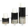 image:imageDeco 79 Metal Decorative Candle Holder Colorblock Candle Stand with Gold and Silver Streaks Set of 3 Candlestick Holder 11 7 4 H Black