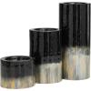 image:imageDeco 79 Metal Decorative Candle Holder Colorblock Candle Stand with Gold and Silver Streaks Set of 3 Candlestick Holder 11 7 4 H Black