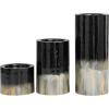 image:imageDeco 79 Metal Decorative Candle Holder Colorblock Candle Stand with Gold and Silver Streaks Set of 3 Candlestick Holder 11 7 4 H Black