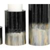 image:imageDeco 79 Metal Decorative Candle Holder Colorblock Candle Stand with Gold and Silver Streaks Set of 3 Candlestick Holder 11 7 4 H Black