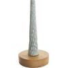 image:imageDeco 79 Metal Decorative Candle Holder Textured Tapered Candle Stand with Brown Wood Bases Set of 2 Candlestick Holder 10 7 H Light BlueLight Blue