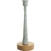 image:imageDeco 79 Metal Decorative Candle Holder Textured Tapered Candle Stand with Brown Wood Bases Set of 2 Candlestick Holder 10 7 H Light BlueLight Blue