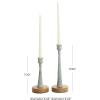 image:imageDeco 79 Metal Decorative Candle Holder Textured Tapered Candle Stand with Brown Wood Bases Set of 2 Candlestick Holder 10 7 H Light BlueLight Blue