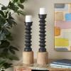 image:imageDeco 79 Metal Decorative Candle Holder Turned Style Candle Stand with Brown Wood Bases Set of 2 Candlestick Holder 23 20 H Black