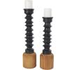 image:imageDeco 79 Metal Decorative Candle Holder Turned Style Candle Stand with Brown Wood Bases Set of 2 Candlestick Holder 23 20 H Black