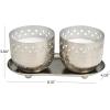 image:imageDeco 79 Metal Decorative Candle White Sage Scented Cutout Spotted 7 oz 1 Wick Aromatherapy Candle with White Wax Set of 2 Wax Aromatherapy Candle 8 W 4 H Silver