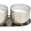 image:imageDeco 79 Metal Decorative Candle White Sage Scented Cutout Spotted 7 oz 1 Wick Aromatherapy Candle with White Wax Set of 2 Wax Aromatherapy Candle 8 W 4 H Silver