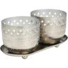 image:imageDeco 79 Metal Decorative Candle White Sage Scented Cutout Spotted 7 oz 1 Wick Aromatherapy Candle with White Wax Set of 2 Wax Aromatherapy Candle 8 W 4 H Silver