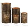 image:imageDeco 79 Metal Indoor Outdoor Candle Lantern Leaf Decorative Lantern Candle Holder Set of 3 Lantern 12 9 5H Copper
