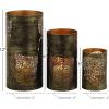 image:imageDeco 79 Metal Indoor Outdoor Candle Lantern Leaf Decorative Lantern Candle Holder Set of 3 Lantern 12 9 5H Copper
