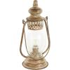 image:imageDeco 79 Metal Room Accent Lamp Distressed Antique Style Lantern Table Lamp Lamp 7 x 5 x 17 Bronze