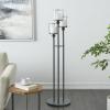 image:imageDeco 79 Metal Room Hurricane Lamp Tall Floor Hurricane Candle Holder with 3 Posts and Round Base Table Centerpiece Lamp 14 x 14 x 55 Black