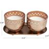 image:imageDeco 79 Metal Tropical Breeze Scented Cutout Spotted Double 7 oz 1 Wick Candle with White Wax and Tray Set of 2 8 W 4 H Copper