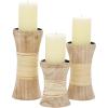 image:imageDeco 79 Set of 3 Brown Wood Natural Candle Holder 10 8 6 Inches Candlestick Holds 3 Pillar Candles Pillar Candle Holders Candle HolderBrown