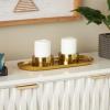 image:imageDeco 79 Stainless Steel Metal Decorative Candelabra 4 Candle Candlestick Holder with Attached Tray Candlestand 26 x 8 x 2 SilverGold