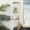 image:imageDeco 79 Stainless Steel Metal Geometric Pillar Wall Sconce with Mirror Backing 9 x 6 x 20 SilverGold