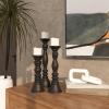 image:imageDeco 79 Wood Decorative Candle Holder Candle Stand Set of 3 Candlestick Holder 18 15 12 H GrayBlack