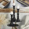 image:imageDeco 79 Wood Decorative Candle Holder Candle Stand Set of 3 Candlestick Holder 18 15 12 H GrayBlack