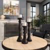 image:imageDeco 79 Wood Decorative Candle Holder Candle Stand Set of 3 Candlestick Holder 18 15 12 H GrayBlack