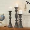 image:imageDeco 79 Wood Decorative Candle Holder Candle Stand Set of 3 Candlestick Holder 18 15 12 H GrayGray