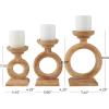 image:imageDeco 79 Wood Decorative Candle Holder Circular Ring Candle Stand Set of 3 Candlestick Holder 11 9 8 H BrownBrown