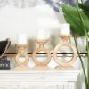 image:imageDeco 79 Wood Decorative Candle Holder Circular Ring Candle Stand Set of 3 Candlestick Holder 11 9 8 H BrownBrown