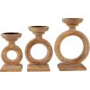 image:imageDeco 79 Wood Decorative Candle Holder Circular Ring Candle Stand Set of 3 Candlestick Holder 11 9 8 H BrownBrown