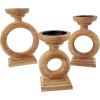 image:imageDeco 79 Wood Decorative Candle Holder Circular Ring Candle Stand Set of 3 Candlestick Holder 11 9 8 H BrownBrown