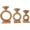 image:imageDeco 79 Wood Decorative Candle Holder Circular Ring Candle Stand Set of 3 Candlestick Holder 11 9 8 H BrownBrown
