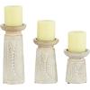 image:imageDeco 79 Wood Floral Handmade Decorative Candle Holder Intricate Carved Pillar Candle Stand Set of 3 Candlestick Holder 10 8 6H White